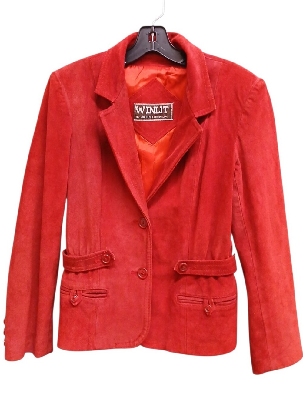 Winlit Vintage Red Suede Notch-Collar Blazer Size Extra Small